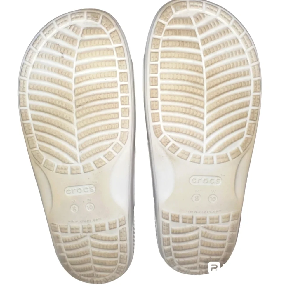 🔥CROCS White Unisex Classic Two Stap Slide On Shoes Women's Size‎ 10 Men's SZ 8